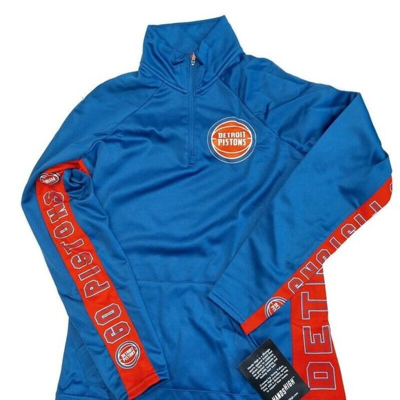 Hands High Tops - NBA Detroit Pistons Hands High Womens Size S MVP Quarter Zip Pullover Royal